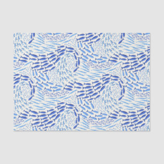 Papel De Seda Peixes Azuis Nadando no Oceano - Claro