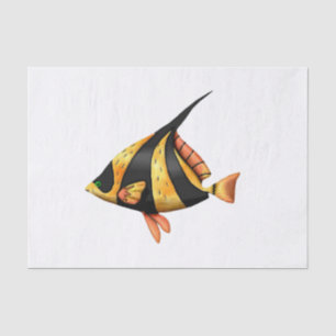 Papel De Seda Peixes de ângulo negro e dourado