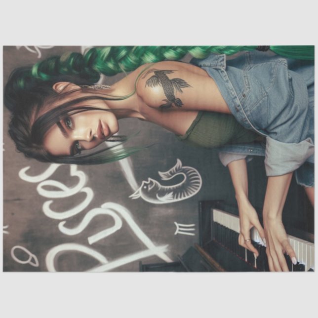 Papel De Seda Peixes: Dissociação de Piano Musical do Zodiac (Frente )