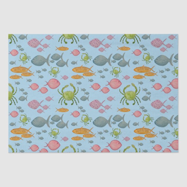Papel De Seda Peixes e caranguejos (Frente )