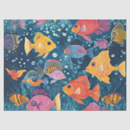Papel De Seda Peixes Tropicais Coloridos