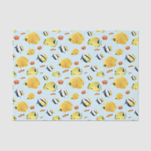 Papel De Seda Peixes Tropicais Coloridos Azul-vida marinha