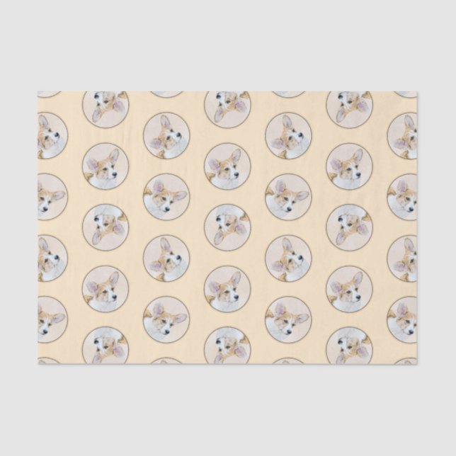 Papel De Seda Pembroke Welsh Corgi Pintura Vermelha Original Art (Frente )