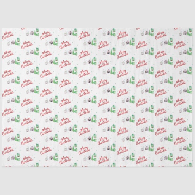 Papel De Seda Pena da Vila de inverno Feliz Natal (Frente )