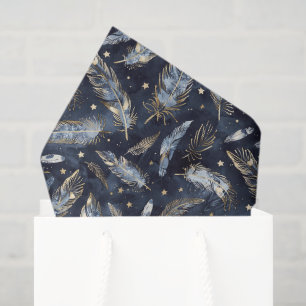 Papel De Seda Pena Dourada Estrelas Aniversário
