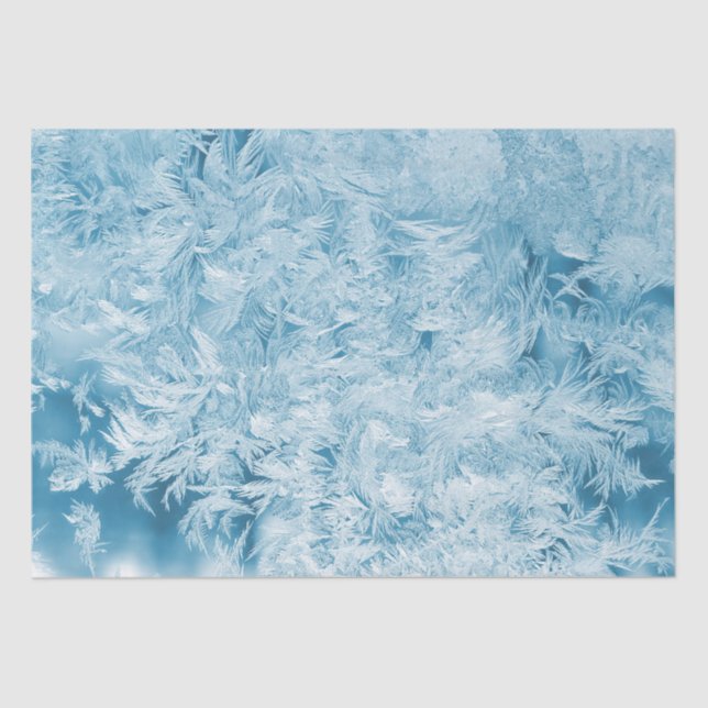 Papel De Seda penas abstrato azuis e flocos de neve (Frente )