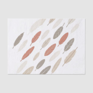 Papel De Seda Penas Boho Ferrugem Bege Padrão Diagonal
