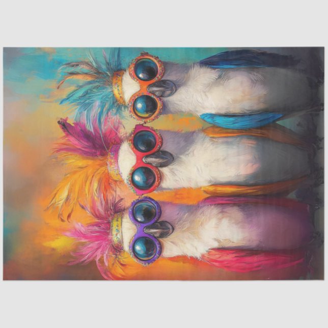 Papel De Seda Penas Brilhantes de Cockatoas (Frente )