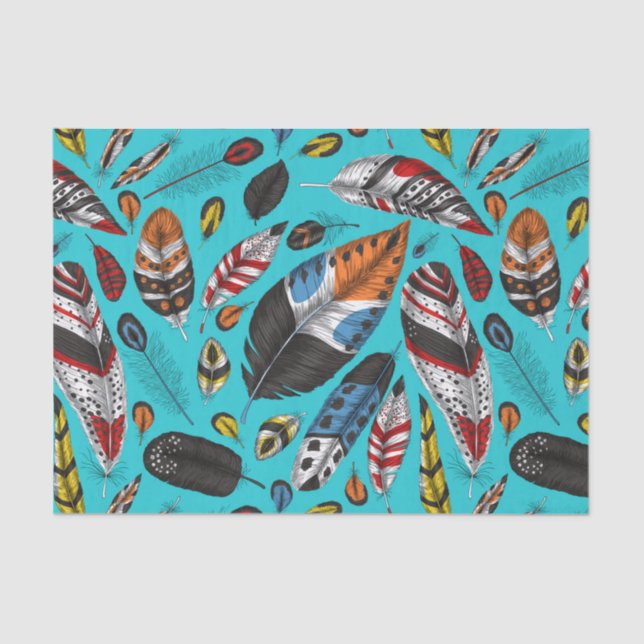 Papel De Seda Penas coloridas (Frente )