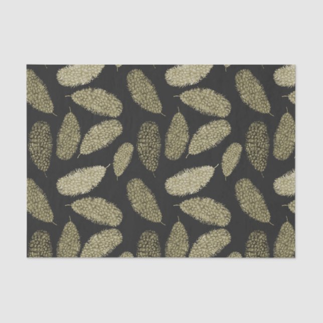 Papel De Seda Penas de Aquarela Douradas (Frente )