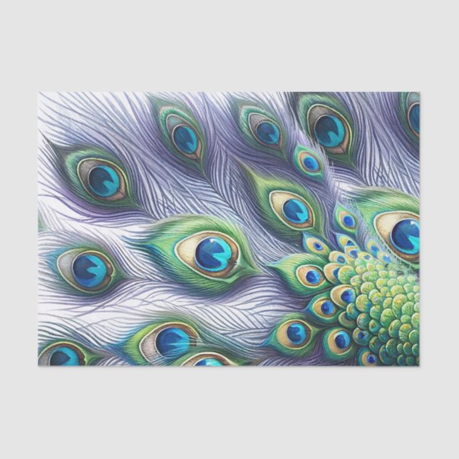 Papel De Seda Penas de Peacock (Frente )