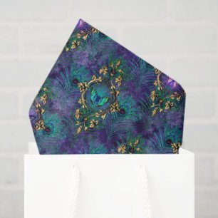 Papel De Seda Penas de Peacock Elegante