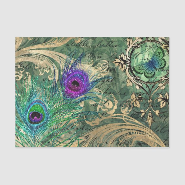 Papel De Seda Penas de Peacock Ephemera (Frente )