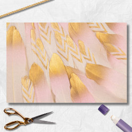Papel De Seda Penas de Seta Rosa Dourado Nupcial