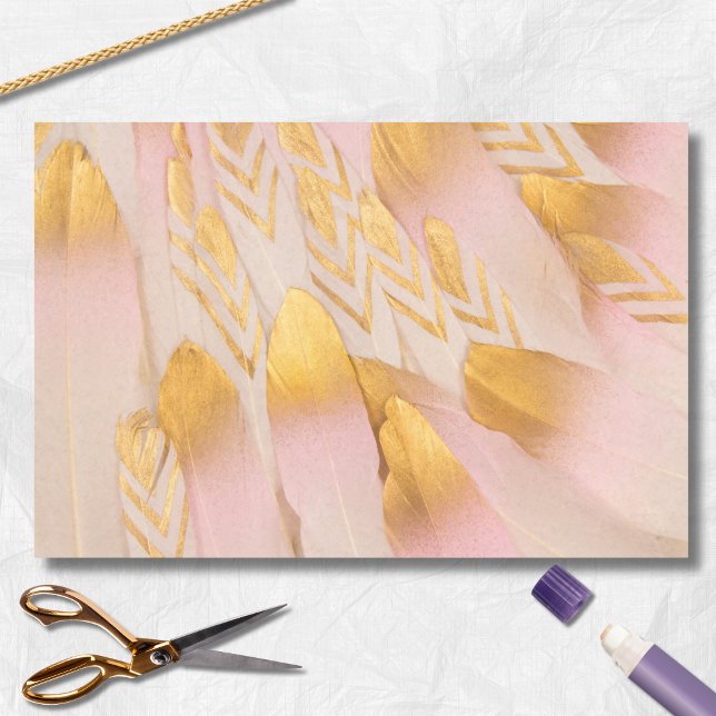 Papel De Seda Penas de Seta Rosa Dourado Nupcial (Criador carregado)