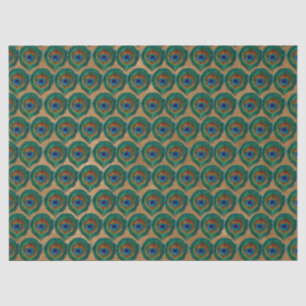 Papel De Seda Penas dos Olhos de Peacock em Tan