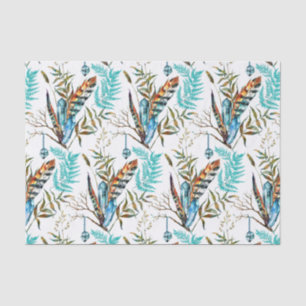 Papel De Seda Penas E Ferns Coloridos