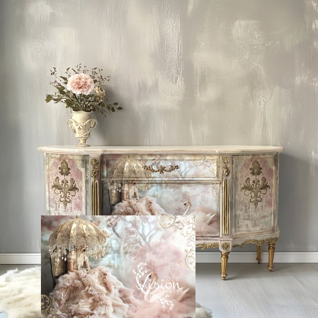 Papel De Seda Penas e Tulle, Cisne Romântico e Senhora Elegante (
Feather's and Tulle,  Romantic Portrait Art & Ethereal Swan Decoupage.
)