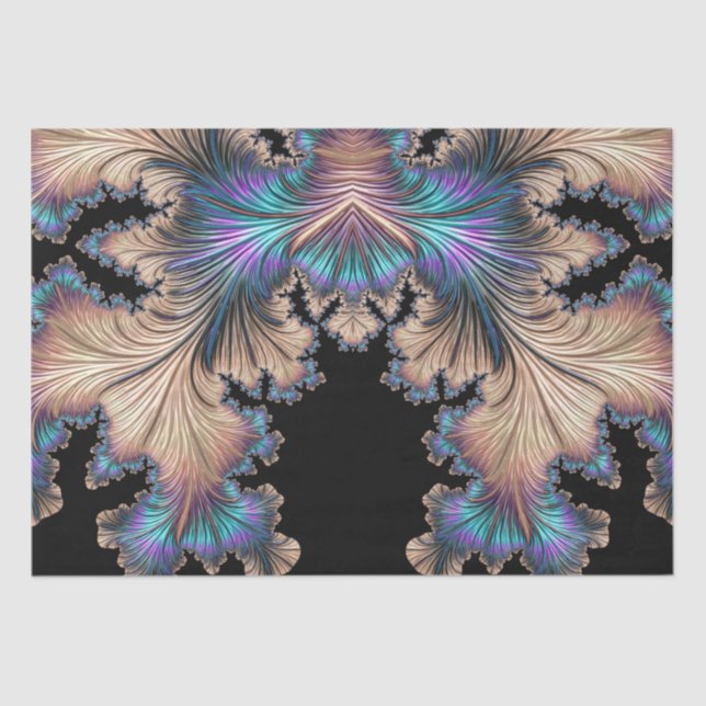 Papel De Seda Penas Fractais de Abstrato Elegante 12 Decoupage (Frente )