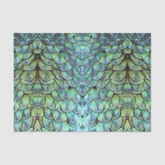 Papel De Seda Penas Luxuosas e Elegantes De Peacock Back (Frente )