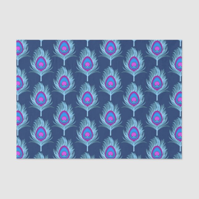 Papel De Seda Penas, Marinhos e Pastel Azul (Frente )