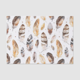 Papel De Seda Penas Nativas Tribais de Creme Castanho