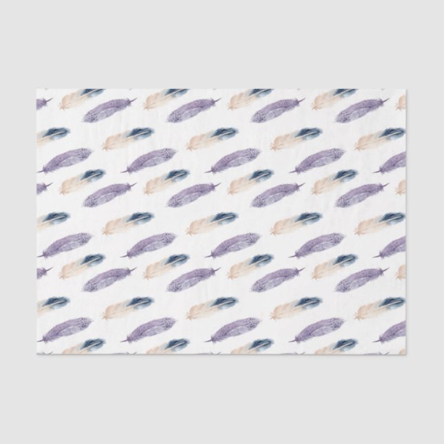 Papel De Seda Penas roxas (Design 6 da Série Púrpura) (Frente )