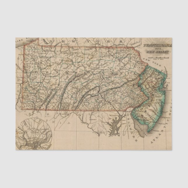 Papel De Seda Pensilvânia, New-jersey (Frente )