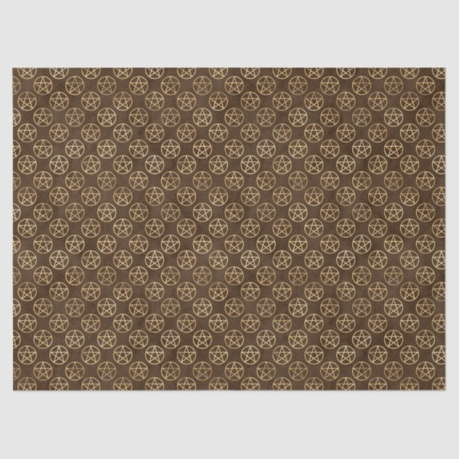 Papel De Seda Pentáculos Dourados em castanho (Frente )