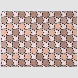 Papel De Seda Pentágonos castanhos simétricos com bordas traceja