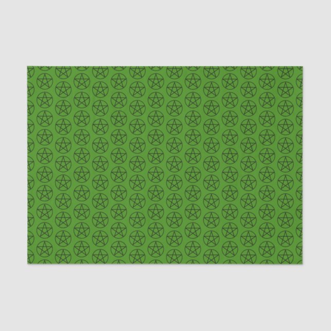 Papel De Seda Pentagrama negro em verde (Frente )