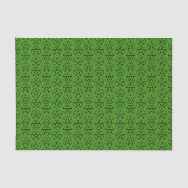 Papel De Seda Pentagrama Preto em Verde (Frente )