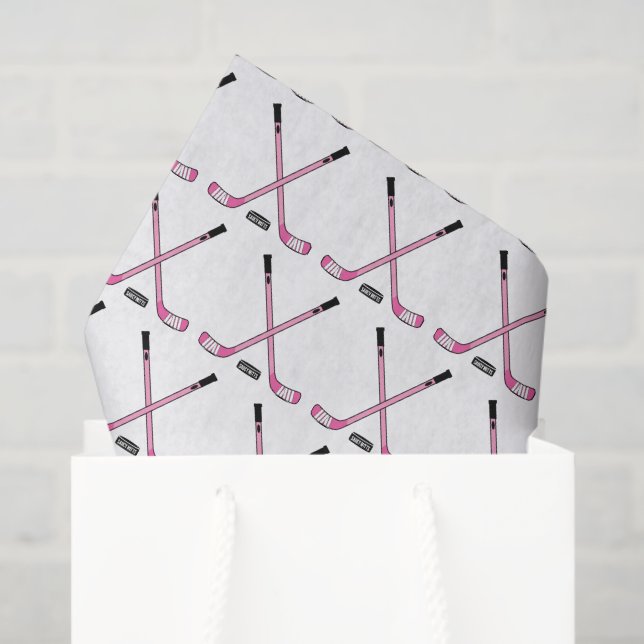 Papel De Seda Pentes de Hóquei Rosa e Garota Puck (Sacola de presentes)