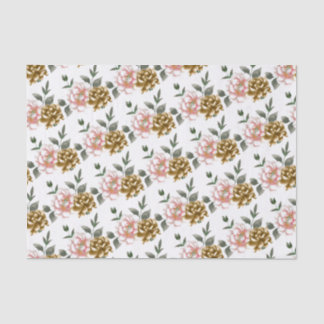 Papel de Seda Peônia Bronze e Rosa
