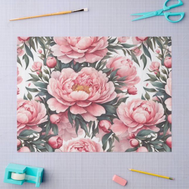 Papel De Seda Peônia Rosa  (Arte )