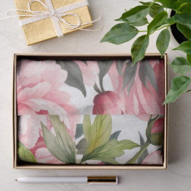 Papel De Seda Peônia Rosa  (Presente)
