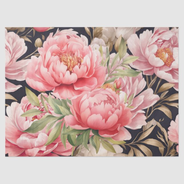 Papel De Seda Peônia Rosa  (Frente )