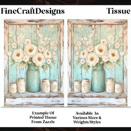 Papel De Seda Peônias Creme Shabby Chic, Jarra Aqua DV5B Decoupa