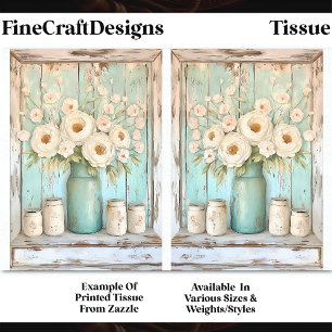 Papel De Seda Peônias Creme Shabby Chic, Jarra Aqua DV5B Decoupa