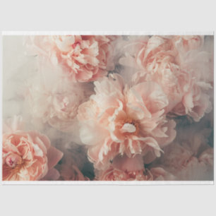Papel De Seda Pêonias Vintage Floral Pêssego Pink Decoupage