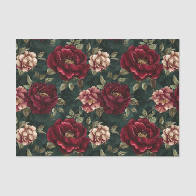 Papel De Seda Peony Dark Romantic Burgundy (Frente )