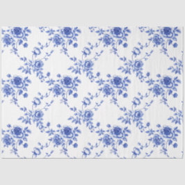 Papel De Seda Peony Rosa de Chinoiserie Azul e Branca
