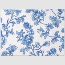 Papel De Seda Peony Rosa de Chinoiserie Azul e Branca