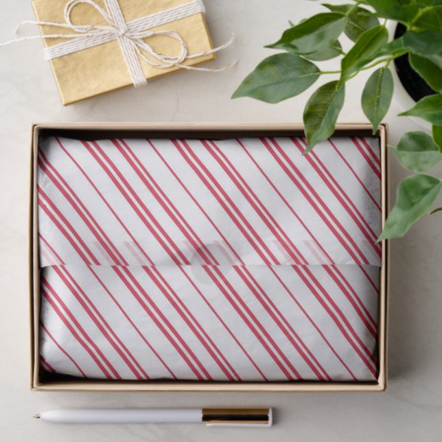 Papel De Seda Peppermint Christmas Candy Cane Stripes (Presente)