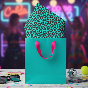 Papel De Seda Pequena Estampa de Leopardo Azul Fluorescente