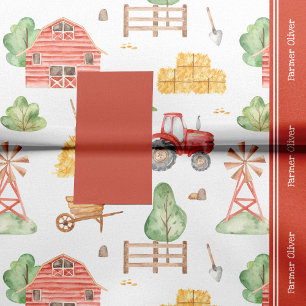Papel De Seda Pequenas Crianças Bonitas Padrão Farmer com Nome