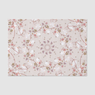 Papel De Seda Pequenas flores e pântanos, cor-de-rosa, velhas