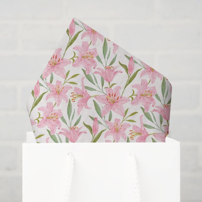 Papel De Seda Pequenas Lírios Florais (Sacola de presentes)