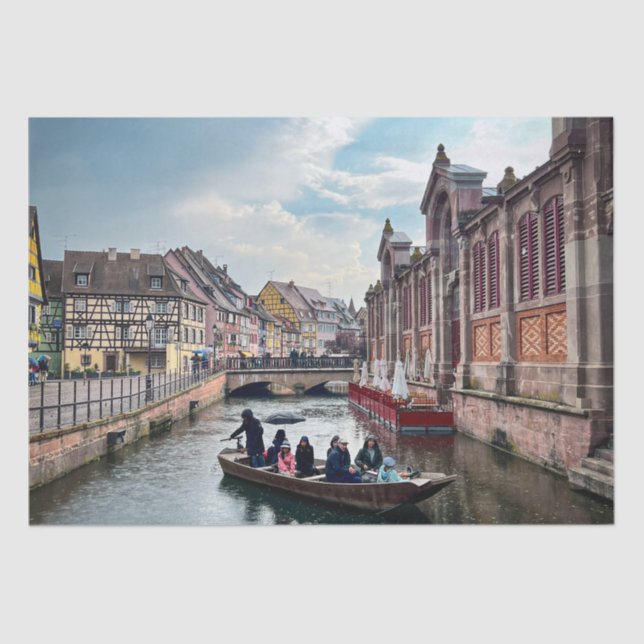 Papel De Seda Pequeno Barco do Rio Veneza (Frente )