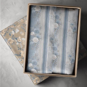 Papel De Seda Pequeno Blue Stripe & Lace